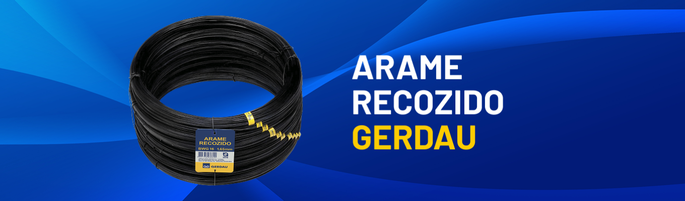 Banner arame recozido Gerdau utilizado na construção civil.