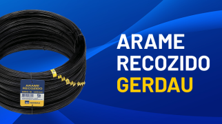 Banner arame recozido Gerdau utilizado na construção civil.