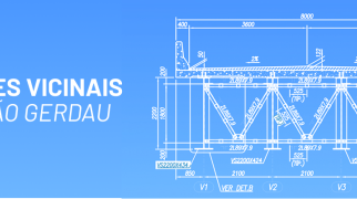 Banner técnico com planta lateral de ponte vicinal padrão Gerdau.